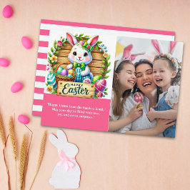 Happy Easter! Cute Bunny with family photo Kaart