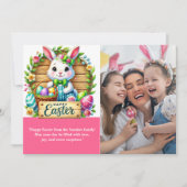 Happy Easter! Cute Bunny with family photo Kaart (Voorkant)