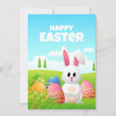 Happy Easter | Cute Cartoon Bunny Wenskaart Kaart (Voorkant)