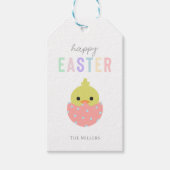 Happy Easter Cute Chick Peep Pastel Typography Cadeaulabel (Voorkant)