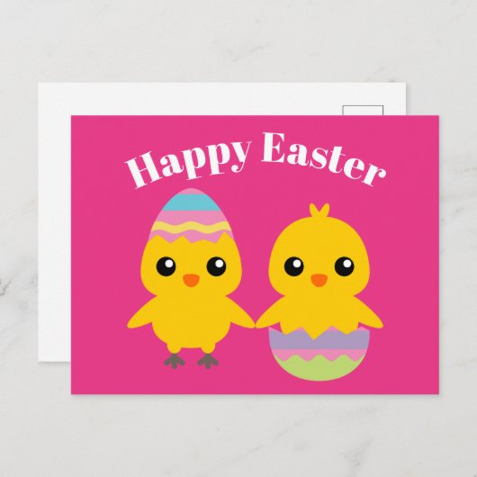 Happy Easter Cute Chicken Briefkaart (Voorkant / Achterkant)