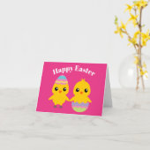 Happy Easter Cute Chicken Kaart (Gele Bloem)