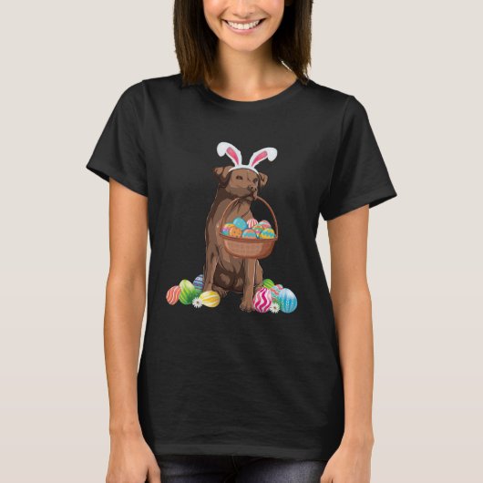 Happy Easter Cute Chocolate Labrador Bunny Dog  Ea T-shirt (Voorkant)