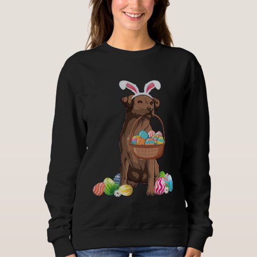 Happy Easter Cute Chocolate Labrador Bunny Dog  Ea Trui (Voorkant)