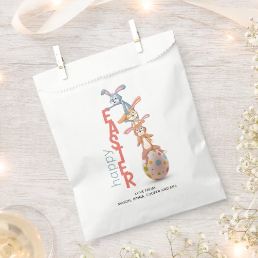 Happy Easter Cute Funny Modern Bunny Rabbit Egg Bedankzakje (Geknipt)