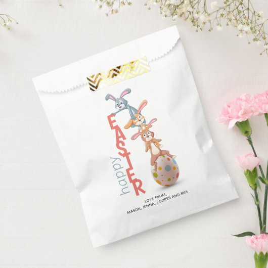 Happy Easter Cute Funny Modern Bunny Rabbit Egg Bedankzakje (Gezegeld)