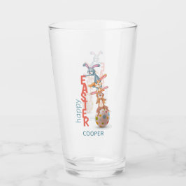 Happy Easter Cute Funny Modern Bunny Rabbit Egg Glas