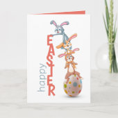 Happy Easter Cute Funny Modern Bunny Rabbit Egg Kaart (Voorkant)