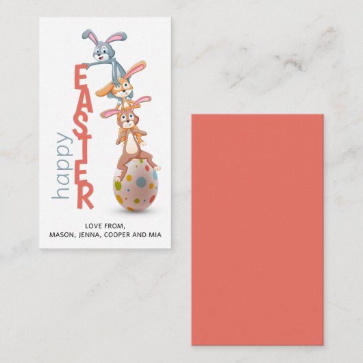 Happy Easter Cute Funny Modern Bunny Rabbit Egg Notitiekaartje (Voorkant / Achterkant)