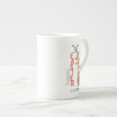 Happy Easter Cute Funny Modern Bunny Rabbit Egg Porselein Kop (Voorkant rechts)