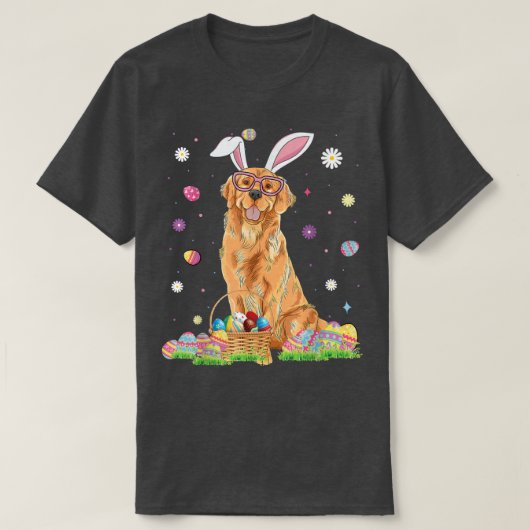 Happy Easter Cute Golden Retriever Bunny Ears Dog T-shirt (Design voorkant)