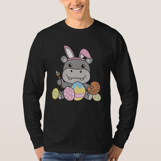 Happy Easter Cute Hippo For Easter With Easter Egg T-shirt (Voorkant)