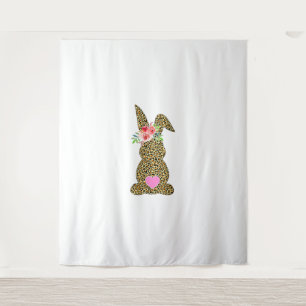 Happy Easter Cute Leopard Bunny Rabbit Wandkleed