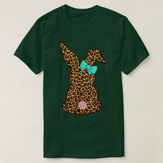 Happy Easter Cute Leopard Bunny Rabbit Women Funny T-shirt (Design voorkant)