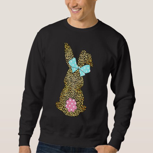 Happy Easter Cute Leopard Bunny Rabbit Women Funny Trui (Voorkant)