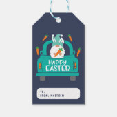 Happy Easter Cute Modern Gnome Truck Name Cadeaulabel (Voorkant)