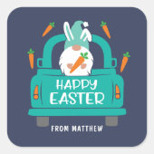 Happy Easter Cute Modern Gnome Truck Name Classic Vierkante Sticker (Voorkant)