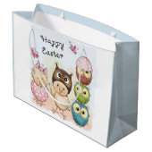 Happy Easter Cute Owl Blue | FEESTDAGEN Groot Cadeauzakje (Achterkant Gekanteld)