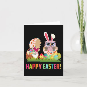 Happy Easter Cute Owl Wearing Bunny Ear Owl Lover Kaart