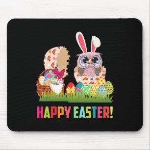 Happy Easter Cute Owl Wearing Bunny Ear Owl Lover Muismat