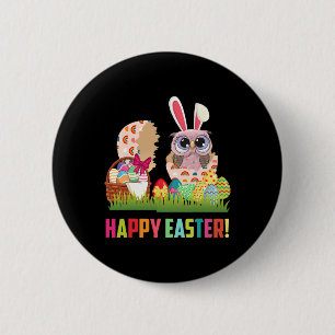 Happy Easter Cute Owl Wearing Bunny Ear Owl Lover Ronde Button 5,7 Cm