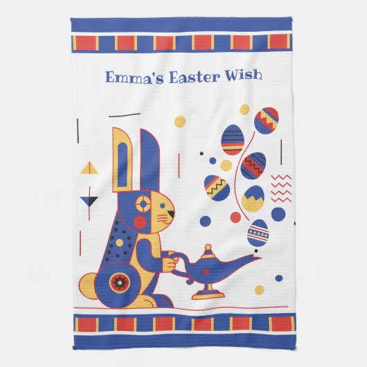 Happy Easter Cute Personalized add your text Theedoek (Verticaal)