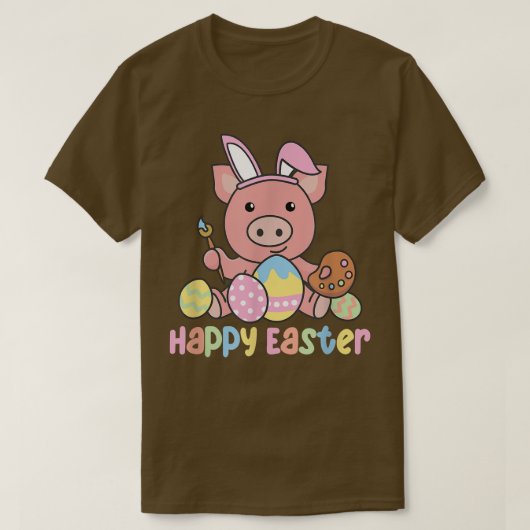 Happy Easter Cute Pig For Easter With Easter Eggs T-shirt (Design voorkant)