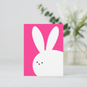 Happy Easter Cute Pink en White Bunny Rabbit Briefkaart (Staand voorkant)