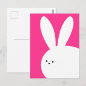 Happy Easter Cute Pink en White Bunny Rabbit Briefkaart (Voorkant / Achterkant)