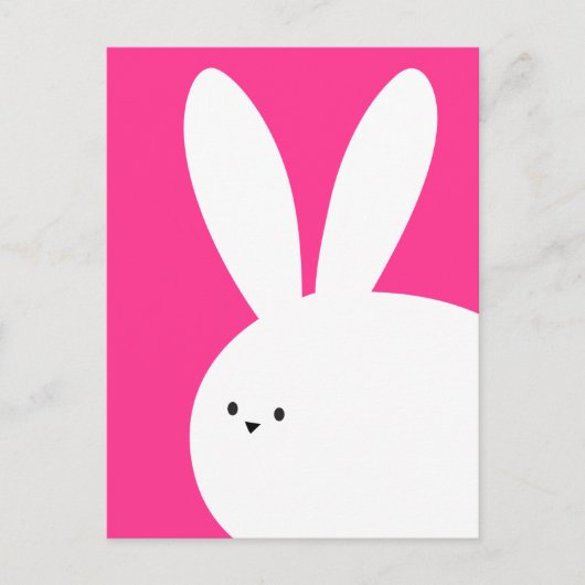 Happy Easter Cute Pink en White Bunny Rabbit Briefkaart (Voorkant)