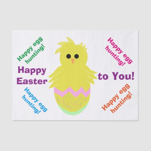 Happy Easter Cute Pink Green Chick Greing Tissuepapier (Voorkant)