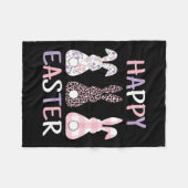 Happy Easter Cute Pink Leopard Plaid Flower Bunny Fleece Deken (Voorkant (Horizontaal))