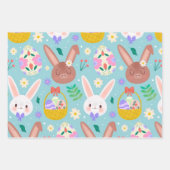 Happy Easter Cute Rabbits Inpakpapier Vel (Voorkant 2)