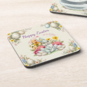 Happy Easter Cute Water Color bunny Bier Onderzetter (Linkerzijde)