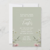 Happy Easter Cute Waterverf Floral Bunny Rabbit Kaart (Achterkant)