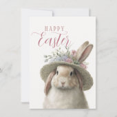 Happy Easter Cute Waterverf Floral Bunny Rabbit Kaart (Voorkant)