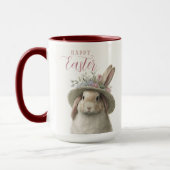Happy Easter Cute Waterverf Floral Bunny Rabbit Mok (Links)