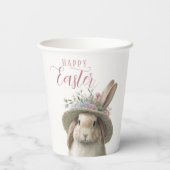 Happy Easter Cute Waterverf Floral Bunny Rabbit Papieren Bekers (Achterkant)