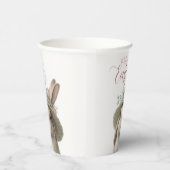 Happy Easter Cute Waterverf Floral Bunny Rabbit Papieren Bekers (Rechts)