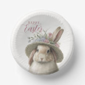 Happy Easter Cute Waterverf Floral Bunny Rabbit Papieren Kommen (Voorkant)