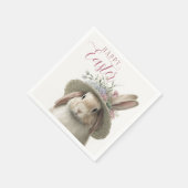 Happy Easter Cute Waterverf Floral Bunny Rabbit Servet (Hoek)
