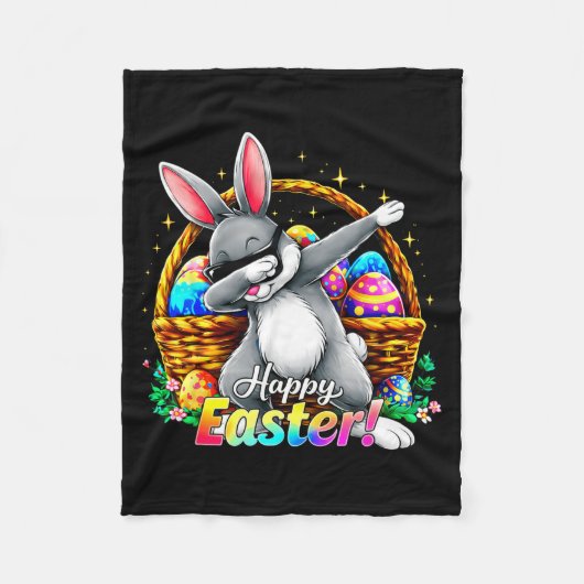 Happy Easter Dabbing Bunny Funny Egg Basket Men Bo Fleece Deken (Voorkant)
