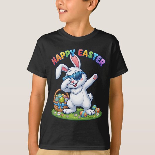 Happy Easter Dabbing Bunny with Sunglasses T-shirt (Voorkant)