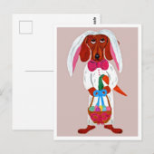 Happy Easter Dachshund Easter Bunny card Briefkaart (Voorkant / Achterkant)