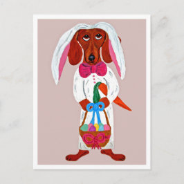 Happy Easter Dachshund Easter Bunny card Briefkaart