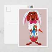 Happy Easter Dachshund Easter Bunny card Uitnodiging Briefkaart (Voorkant / Achterkant)