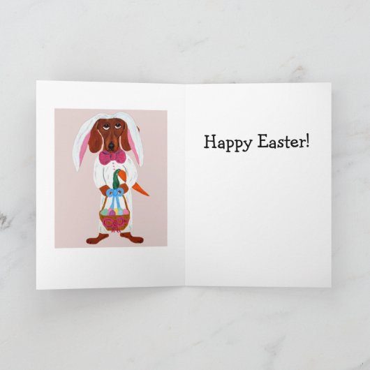 Happy Easter Dachshund Folded Greeting Card Kaart (Binnen)