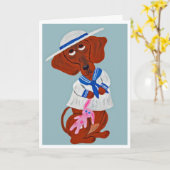 Happy Easter Dachshund Folded Greeting Card Kaart (Gele Bloem)