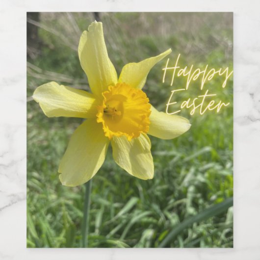 Happy Easter daffodil Wijn Etiket (Enkel label)