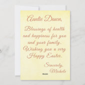 Happy Easter  dansen Konijnen Meisje w Mand Feestdagenkaart (Achterkant)